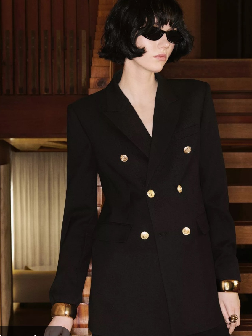 Karl Lagerfeld Paris Black Double Breasted Blazer Size 2 Like New!